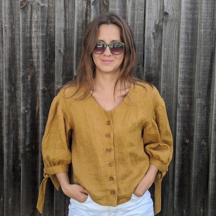 polina in ambre blouse by lenaline patterns