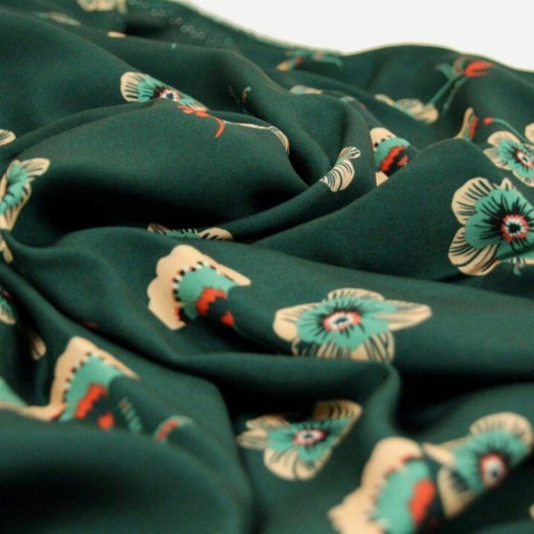 atelier jupe green flowers fabric