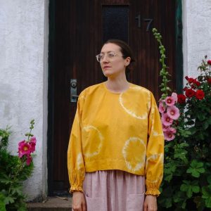 Birgitta Helmersson Zero waste soft blouse in yellow straight view