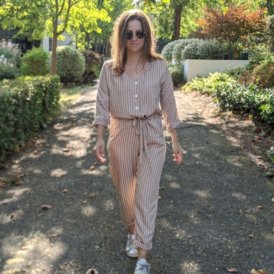 polina in alexa jumpsuit made in two tone tencel from meet milk