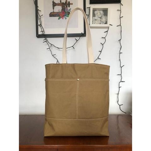 Wool and Wax tote in sand wax cotton