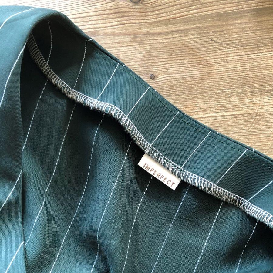 lenaline ambre blouse in green pinstripe tencel fabric