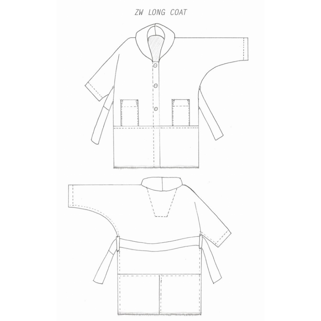 Birgitta Helmersson zero waste coat pattern long version sketch
