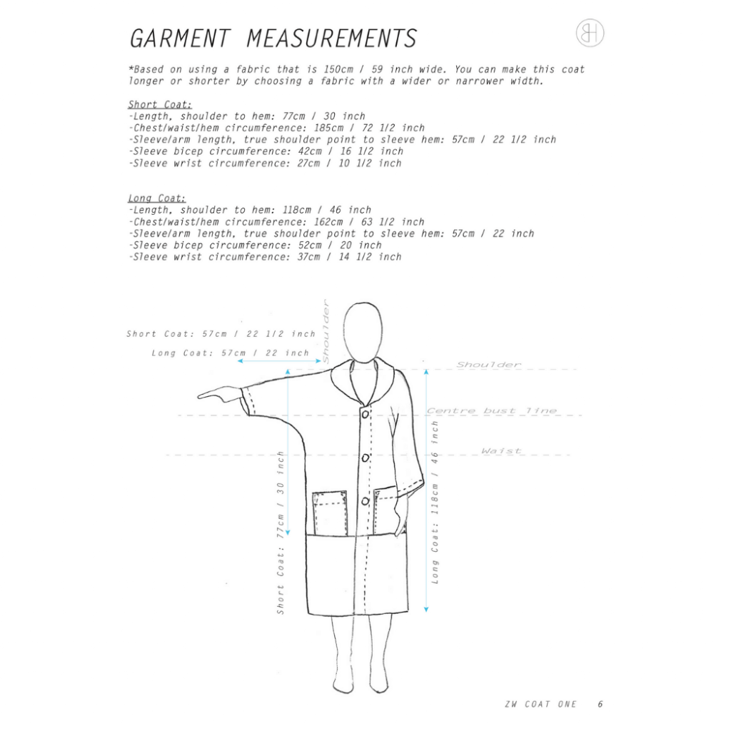 Birgitta Helmersson zero waste coat pattern measurements guide
