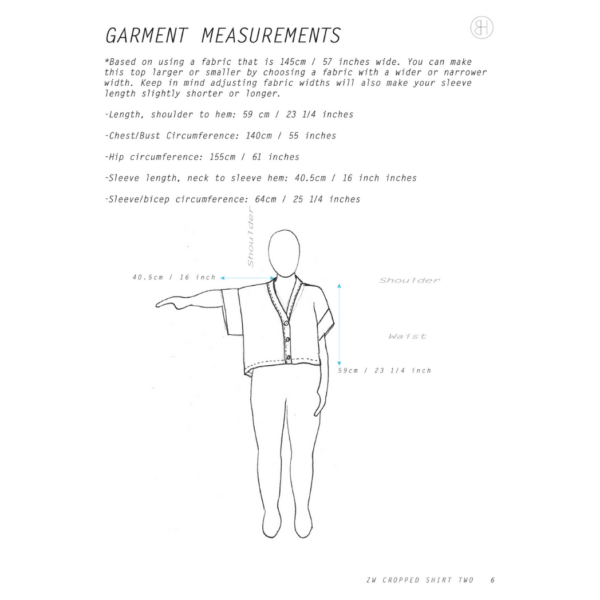 Birgitta Herlmersson Zero Waste Cropped shirt size 2 sketch