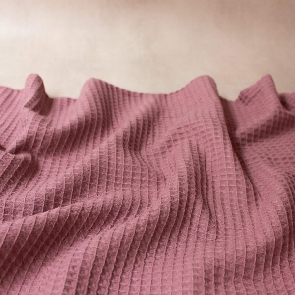cotton waffle fabric in blush pink