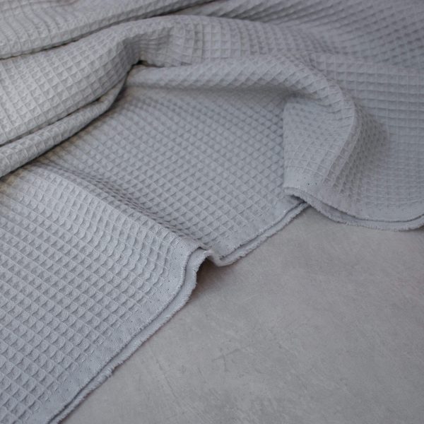 Cotton Waffle Fabric in Silver Grey