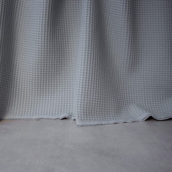 Cotton Waffle Fabric in Silver Grey