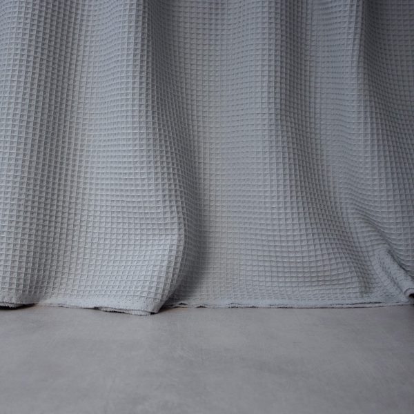 Cotton Waffle Fabric in Silver Grey