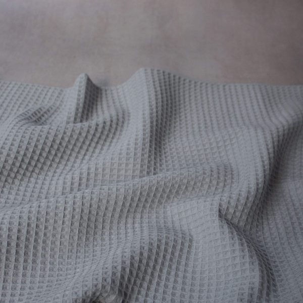 cotton waffle fabric in silver grey