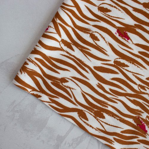 Floral zebra print fabric in caramel