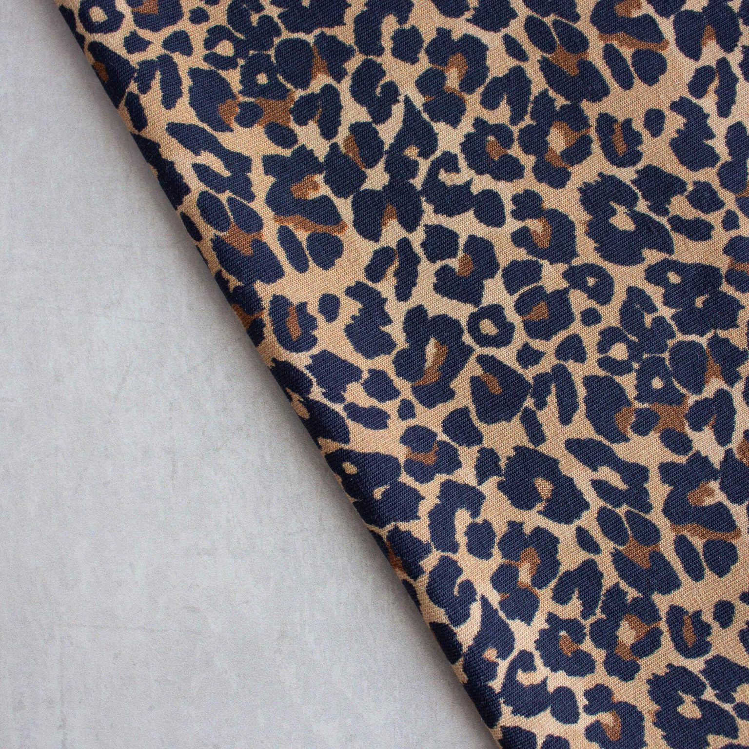 Leopard print jersey fabric close up