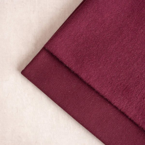 Burgundy cotton jersey and 1x1 rib fabric