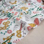 white fabric with easter spring print