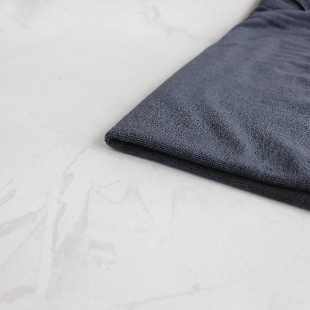 Charcoal organic cotton terry towelling fabric