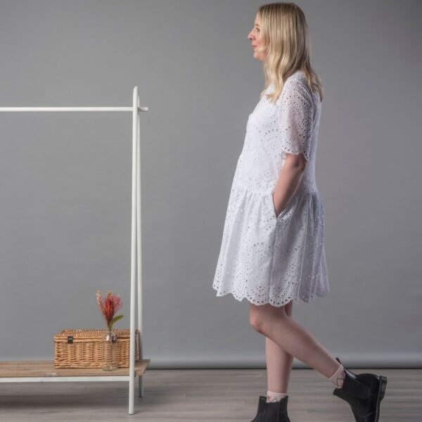 Ingrid dress pattern broderie anglaise white version