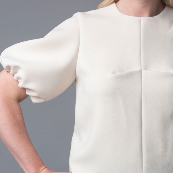 Ingrid dress pattern detail of front bust tucks