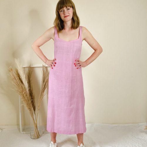 innes dress and top sewing pattern in pink linen