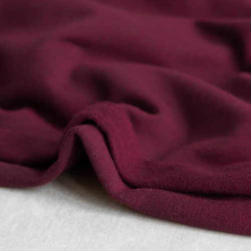 brushed sweat fabric in burgundy
