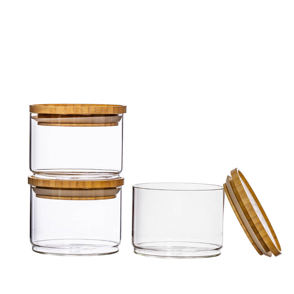 glass jars with bamboo lids