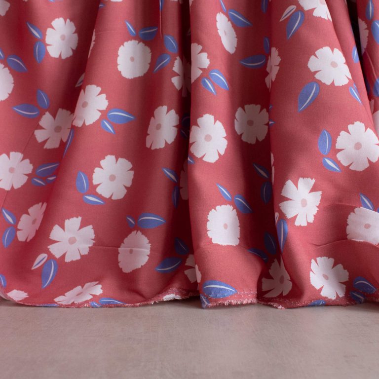 Lise tailor ecovero viscose fabric in spring dew floral print in pink colour