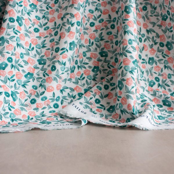 lise tailor viscose fabric with green and pink floral print