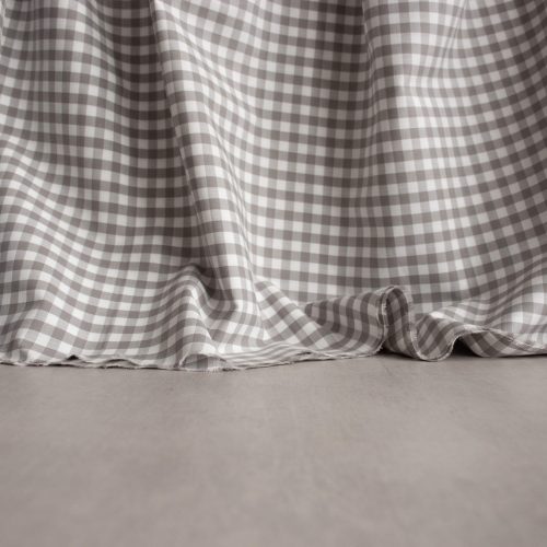 organic cotton gingham fabric in stone colour