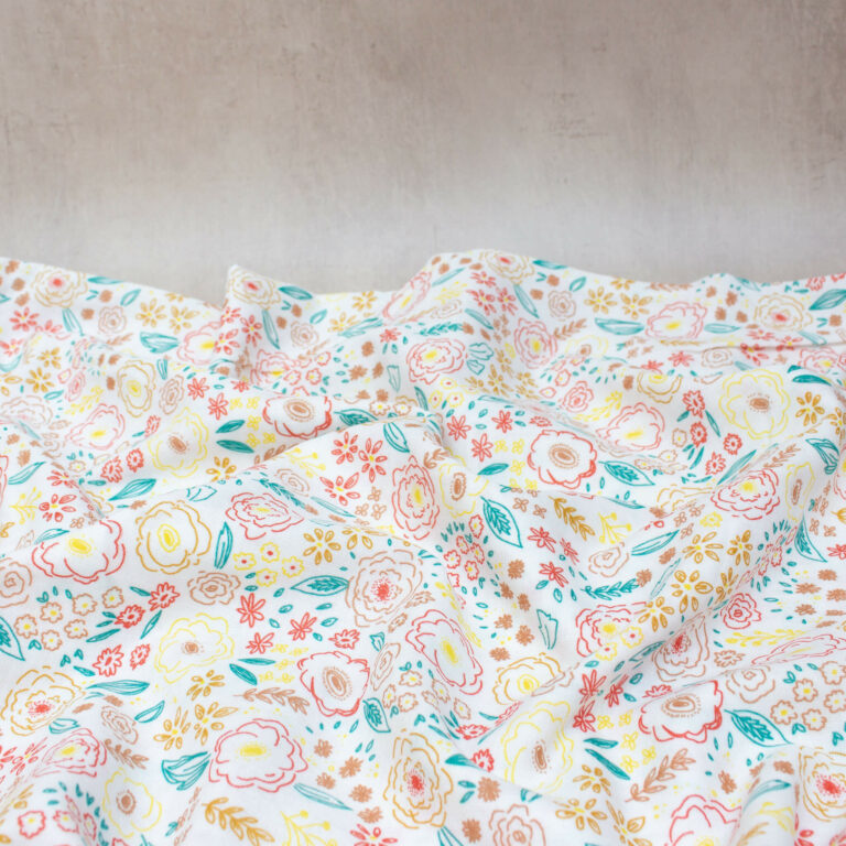 Cousette Majorelle Floral Double Gauze Fabric in Cream