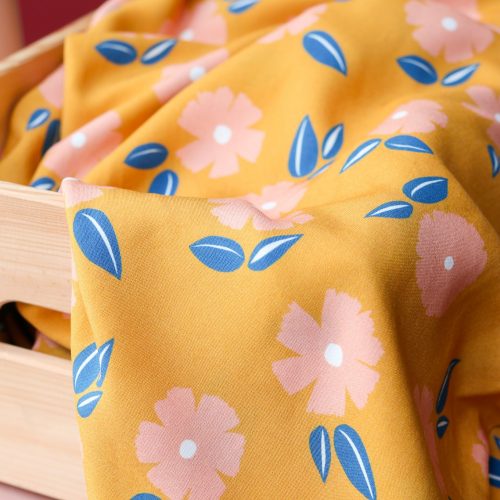 lise tailor summer roses yellow ecovero fabric
