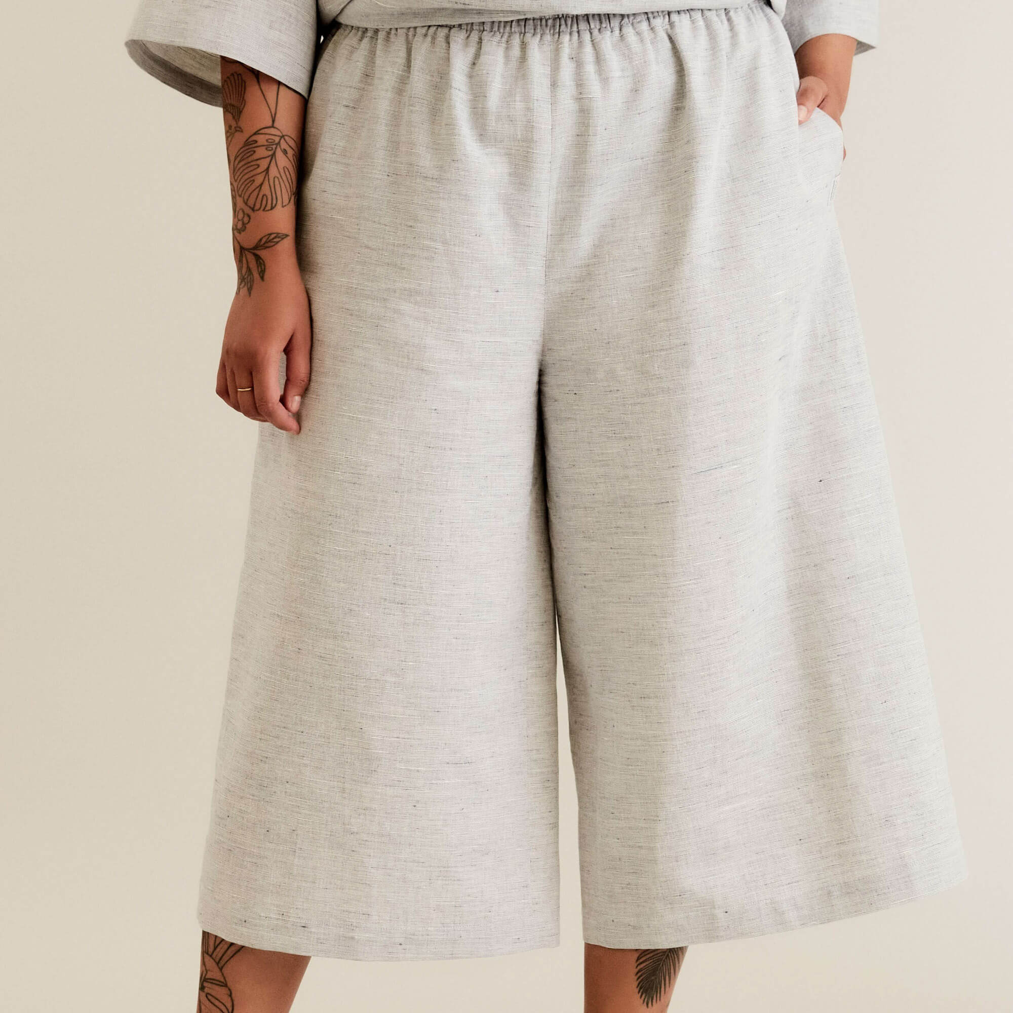 Elasticated Waist Linen Culottes