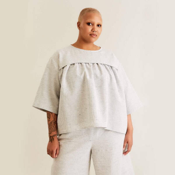 named blouse sewing pattern in grey