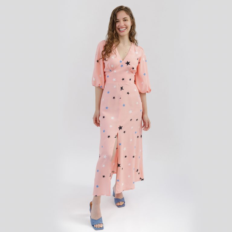 springe dress sewing pattern by Sew Love Pattern in pink