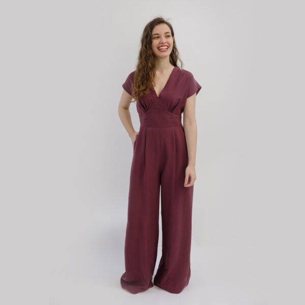 sew love patterns springe jumpsuit sewing pattern in burgundy