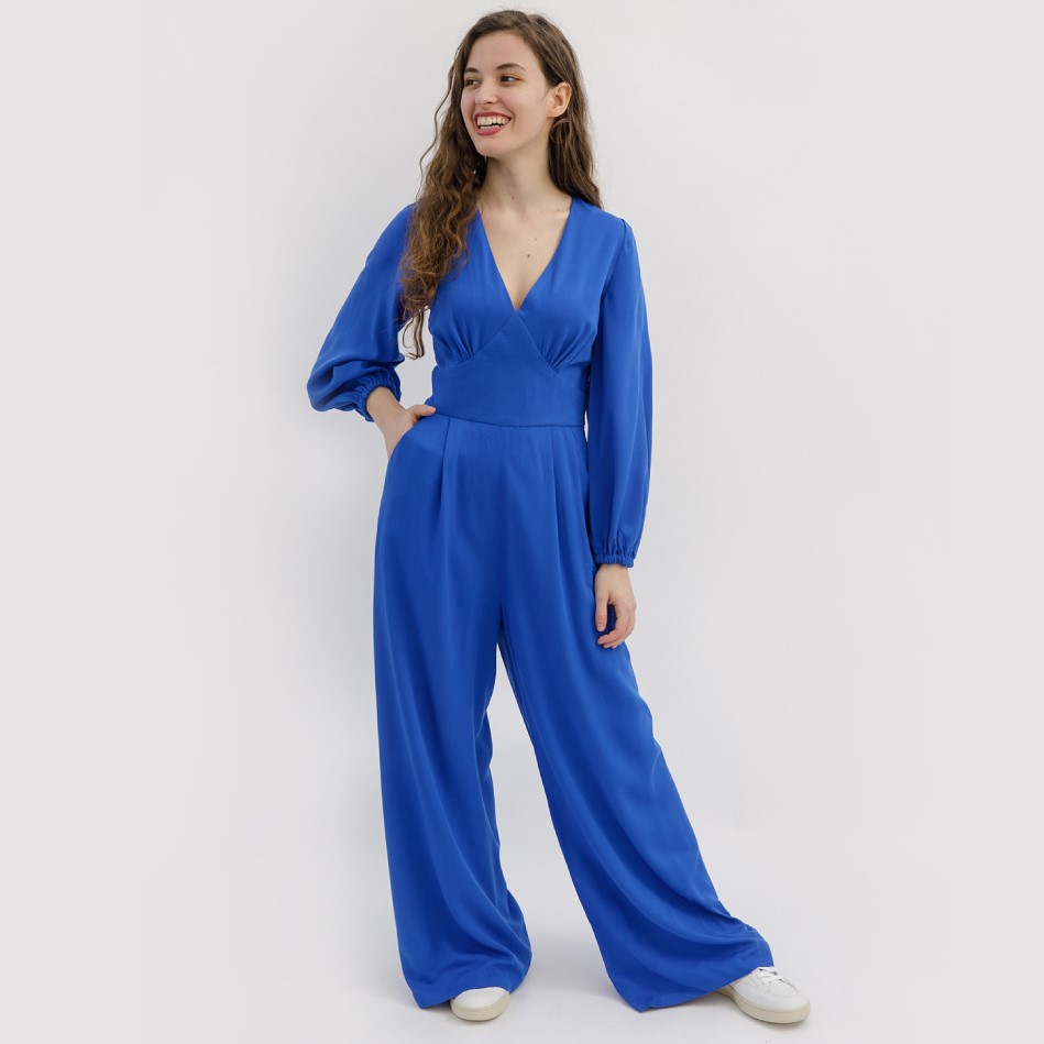 sew love patterns springe jumpsuit in cobalt blue