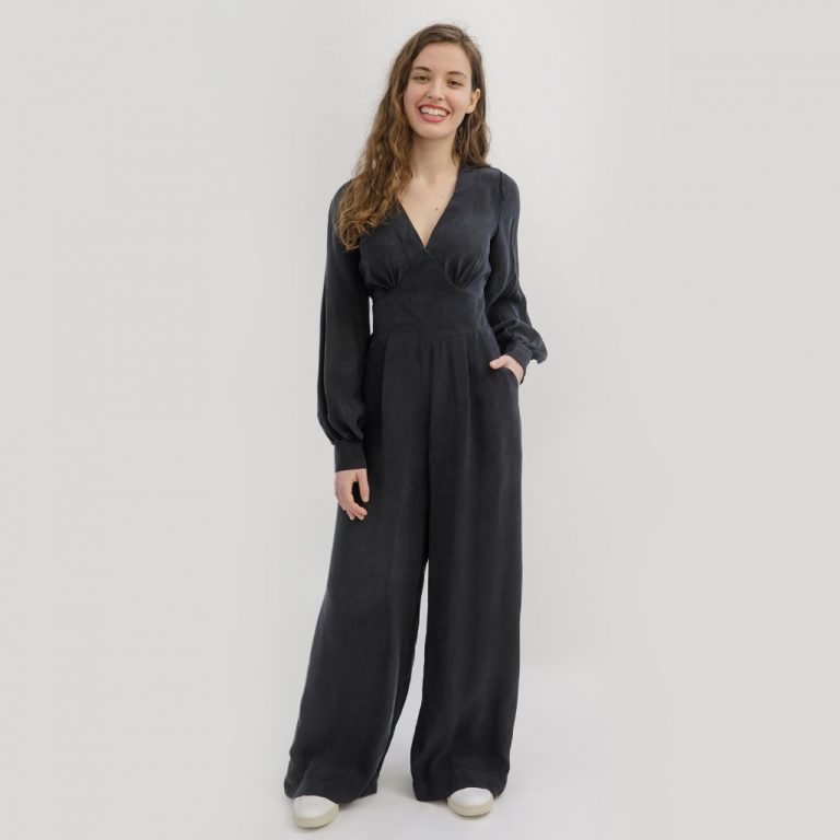 jumpsuit sewing pattern in dark grey by Sew Love Patterns