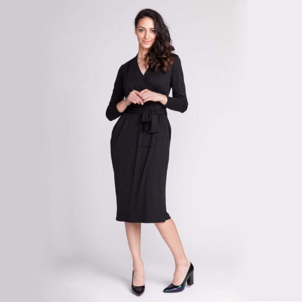 wrap jersey dress sewing pattern in black