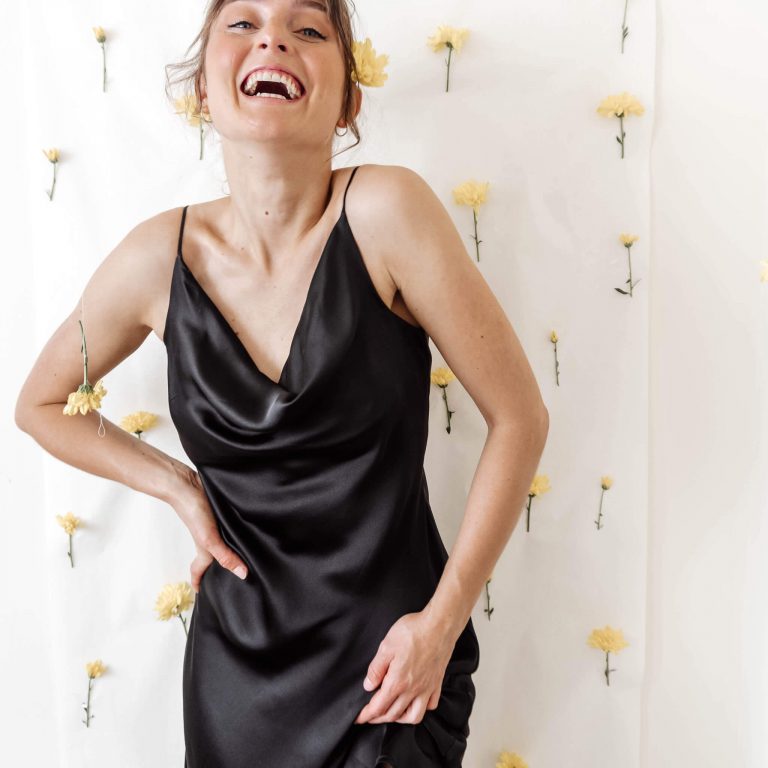 siciliy slip dress in black satin