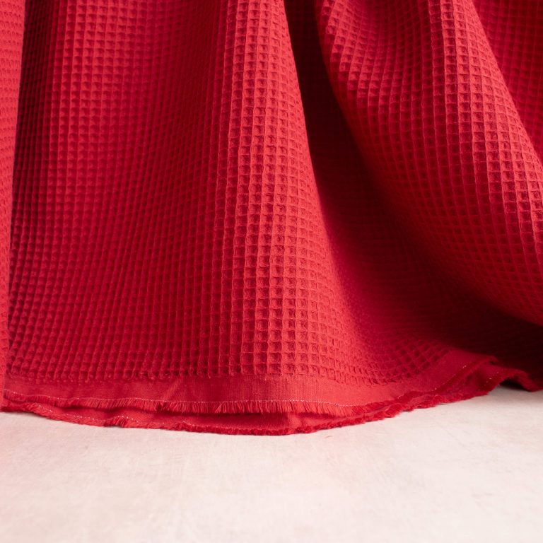 waffle fabric in Christmas red