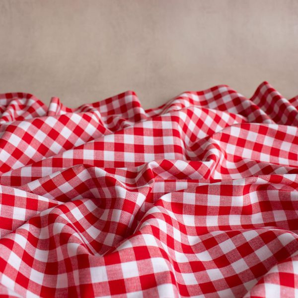 christmas red gingham cotton fabric