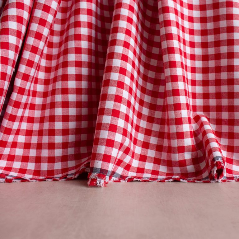 gingham fabric in Christmas red colour