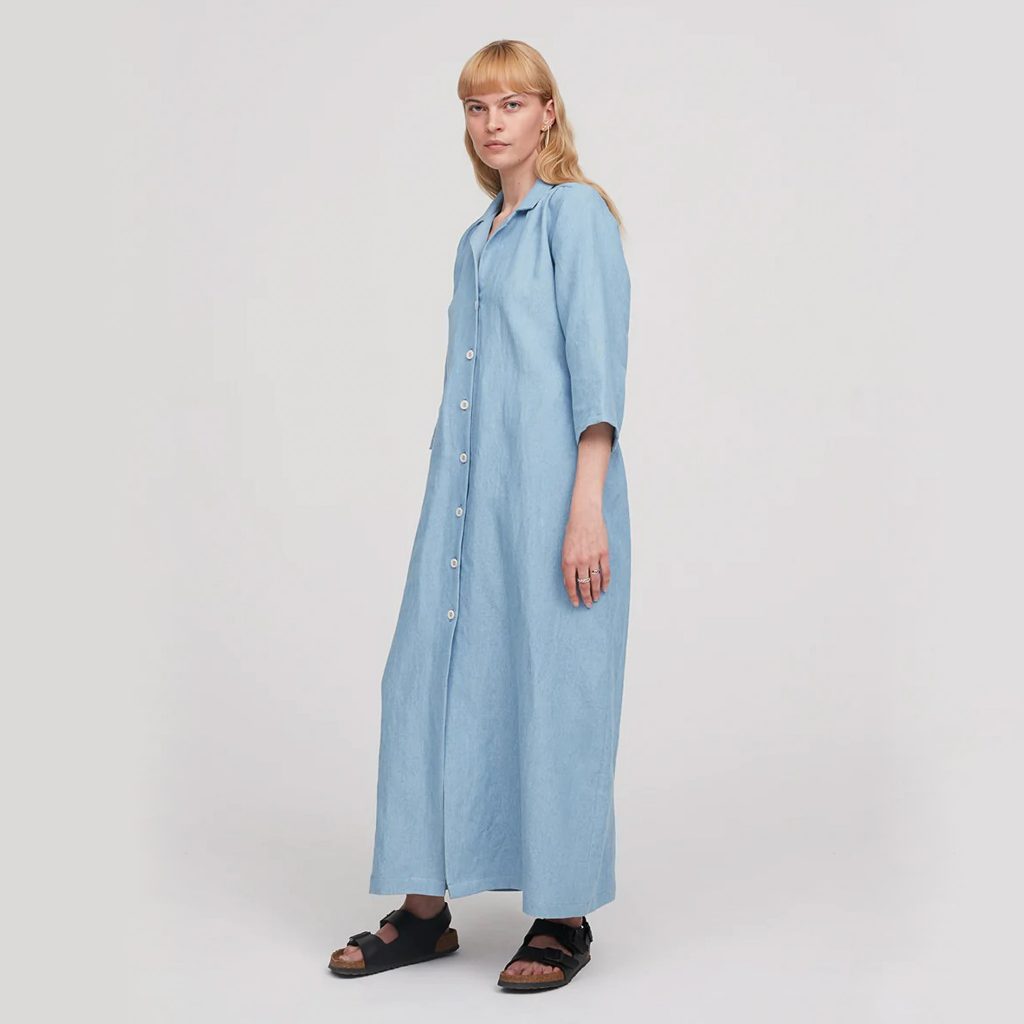 celia dress sewing pattern in blue
