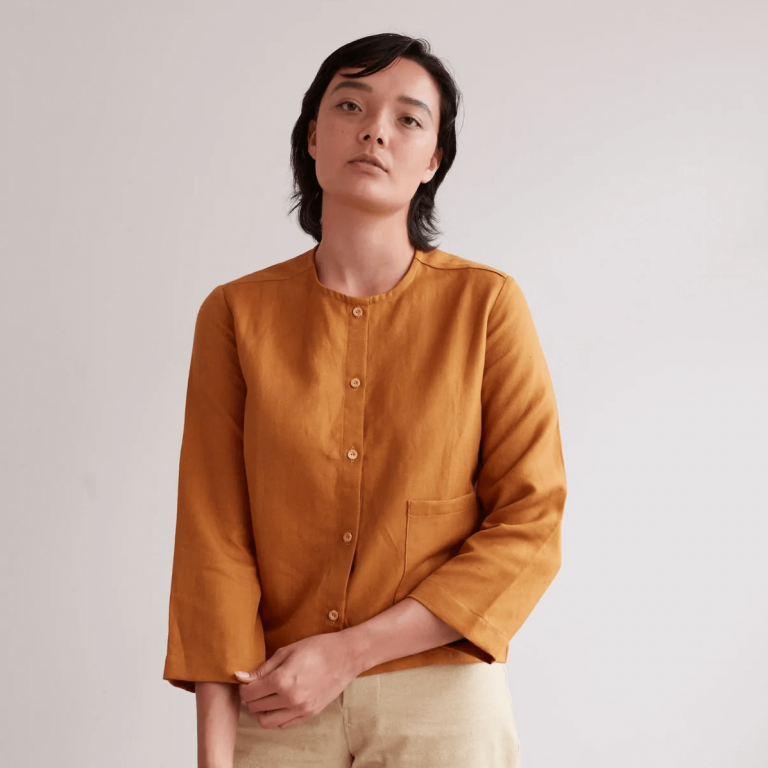 frida shirt sewing pattern in orange colour