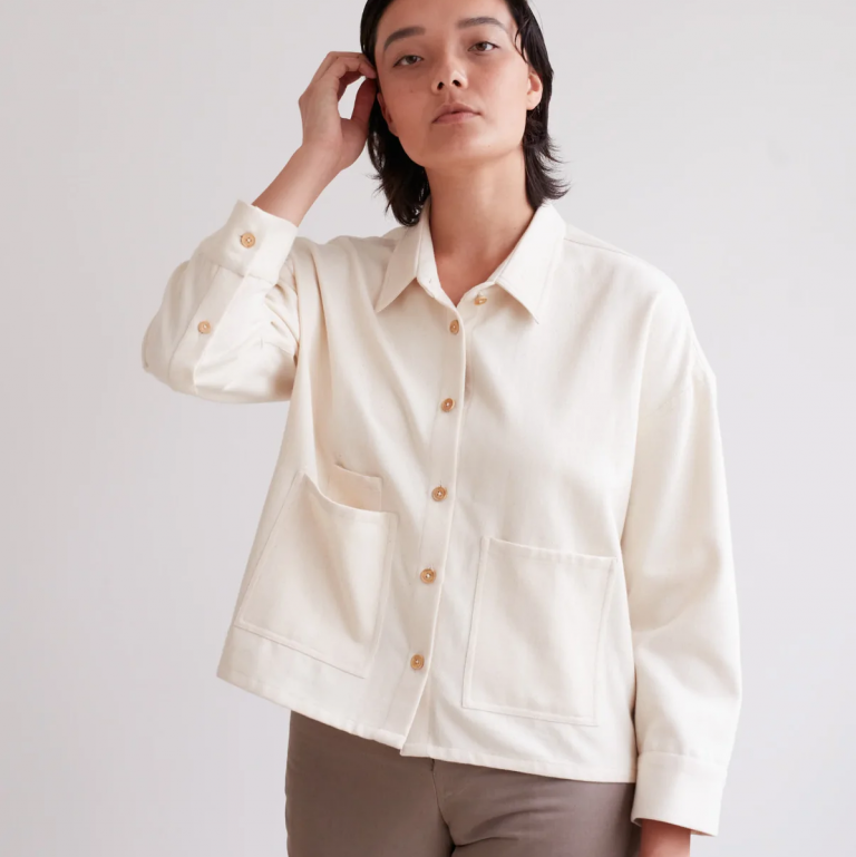 over shirt sewing pattern in white