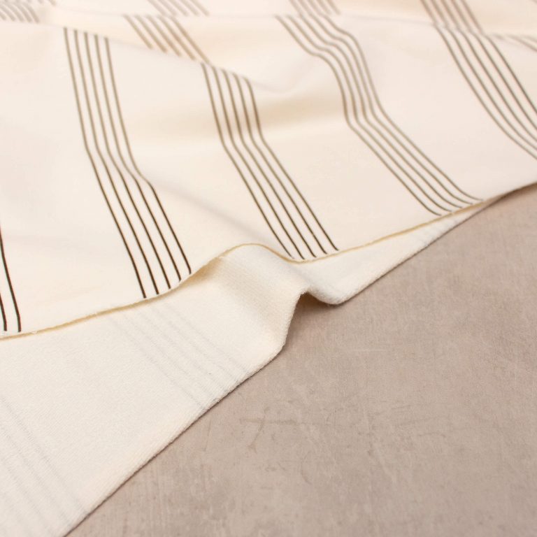 See You at Six French Terry Fabric in Cream Verticals