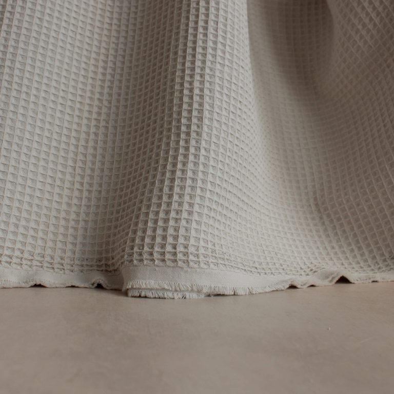 cotton waffle fabric in warm grey