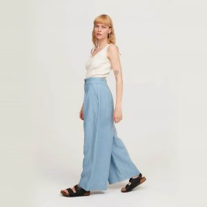 spring trousers sewing pattern in blue
