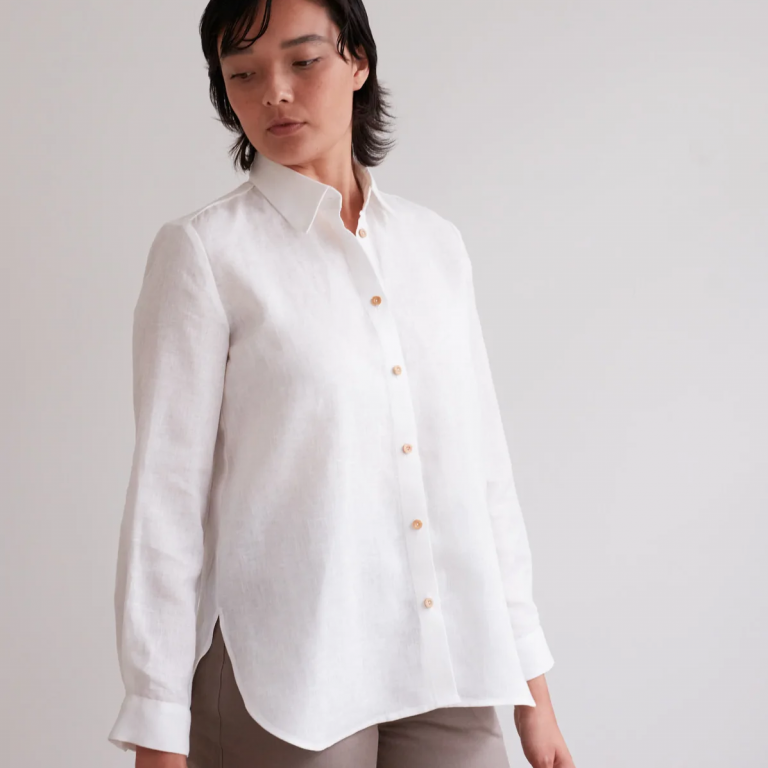 classic shirt sewing pattern in white
