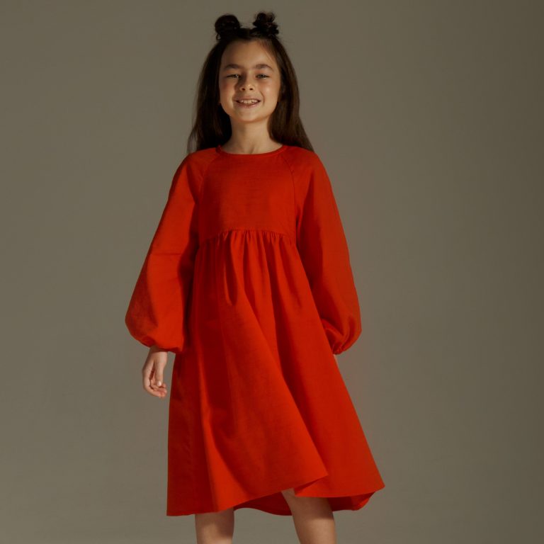 wendy girl's dress sewing pattern in red by Viki Sews