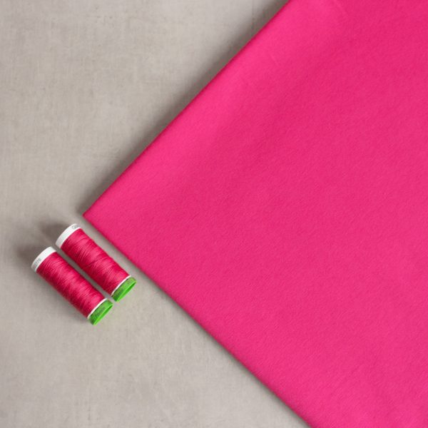 hot pink organic cotton jersey with 2 matching threads