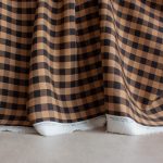 roo tid check print viscose fabric in beige and black